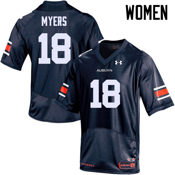 Women's Auburn Tigers #18 Jayvaughn Myers Navy College Stitched Football Jersey